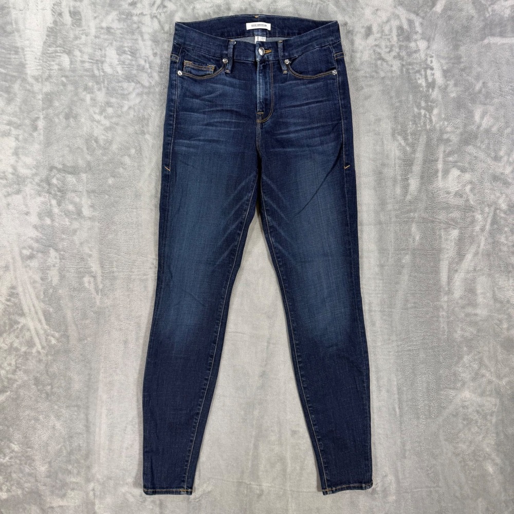 Good American Good Legs High Rise Skinny Jeans Women's Size 0/25 Blue Dark Wash